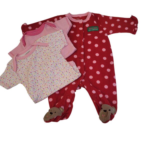 Lot of 14 Baby Girl Clothes Newborn–9M Mixed Brands Bodysuits Pants Pajamas - Picture 14 of 16